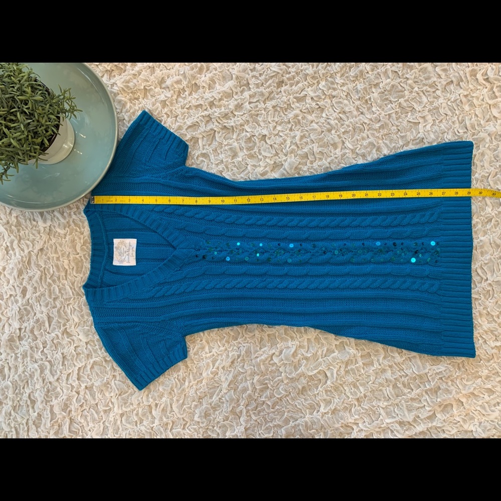 Cable Knit Sweater V Neck Dress Sparkle Sequins - Picture 4 of 5